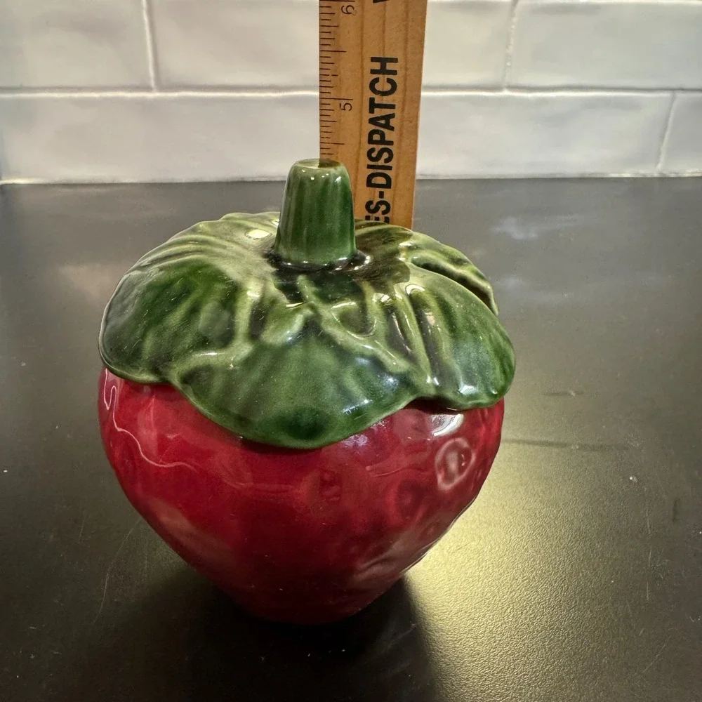 Jay Willfred Strawberry Jam Jar Kitchen Decor Small Red Ceramic Portugal B-11